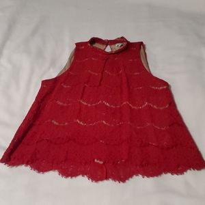 Live Fire Red  Lace Top